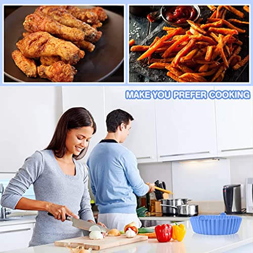 HASTHIP® Air Fryer Reusable Silicone Pot, Air Fryer Pot with Ear Handles, Air Fryer Accessories, Easy to Clean,6.5 in, Air Fryer Silicone Liner Wave Stripe Texture for Even Heat, Blue HASTHIP® Air Fryer Reusable Silicone Pot, Air Fryer Pot with Ear Handles, Air Fryer Accessories, Easy to Clean,6.5 in, Air Fryer Silicone Liner Wave Stripe Texture for Even Heat, Blue